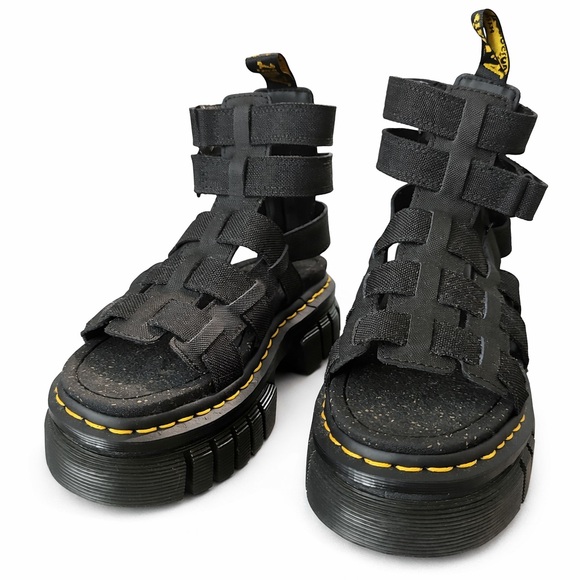 Dr. Martens Shoes - Dr. Martens Black Canvas Gladiator Sandals